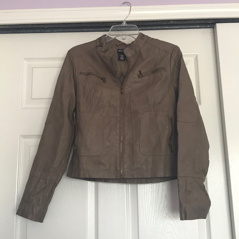Brownish tan pleather coat